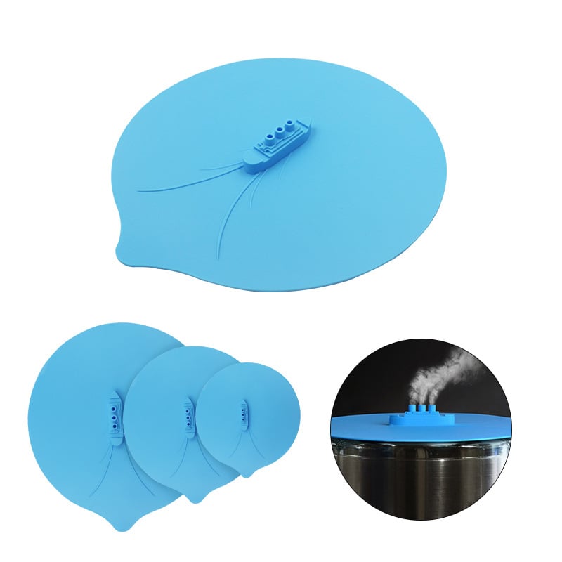 Set de capace din silicon în stilul unui vas cu aburi, trei piese, anti-stropire, compatibil cu cuptorul cu microunde