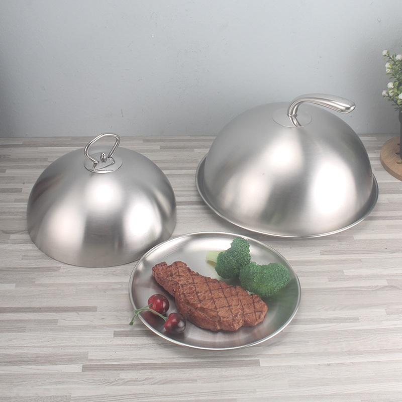 Capac din oțel inoxidabil placat cu aur pentru plăci metalice de stil occidental, cu partea superioară rotunjită și încovoiată, capac înalt, 12–32 cm, Rongfeng.
