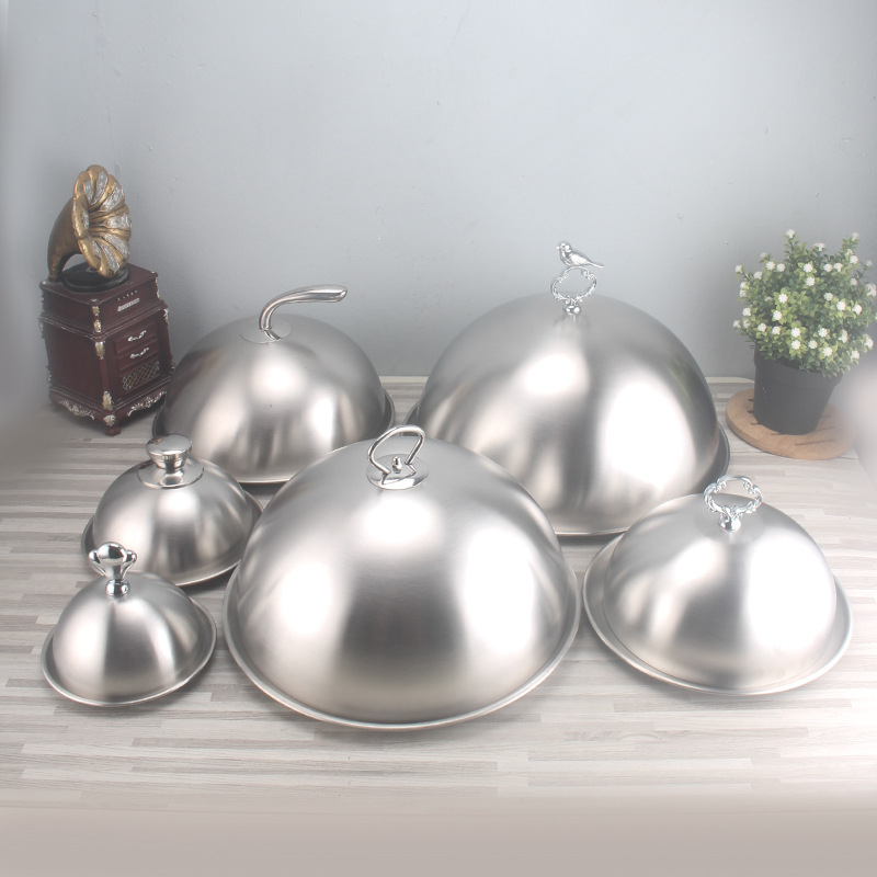 Capac din oțel inoxidabil placat cu aur pentru plăci metalice de stil occidental, cu partea superioară rotunjită și încovoiată, capac înalt, 12–32 cm, Rongfeng.