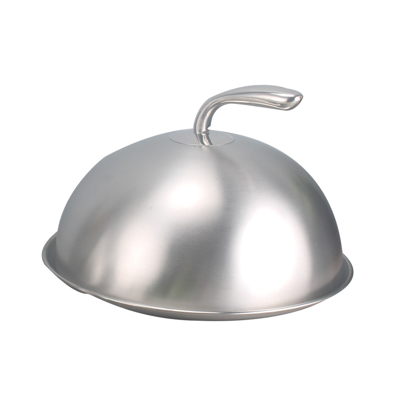 Capac din oțel inoxidabil placat cu aur pentru plăci metalice de stil occidental, cu partea superioară rotunjită și încovoiată, capac înalt, 12–32 cm, Rongfeng.