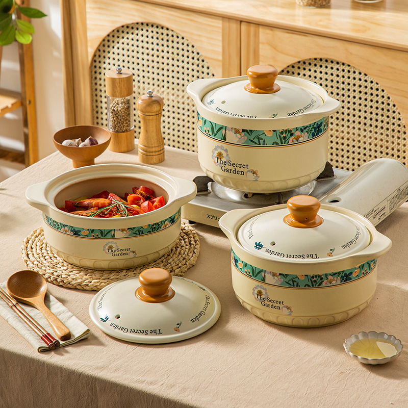 Caserolă ceramică în stil japonez pentru aragaz, rezistentă la temperaturi înalte, fără fisuri, oală de supă
