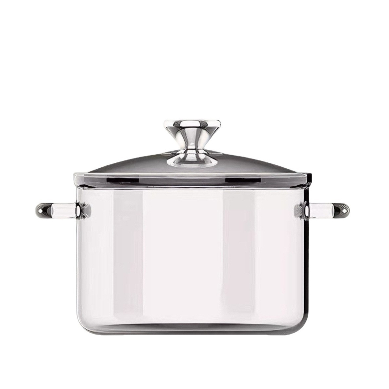 Oală mare din sticlă borosilicată, pentru flacără deschisă și temperaturi înalte, potrivită pentru plita ceramică electrică; oală pentru vin roșu și gătire sănătoasă