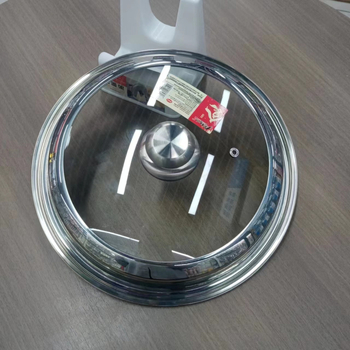 Capac de oală din oțel inoxidabil cu sticlă temperată transparentă, rotund