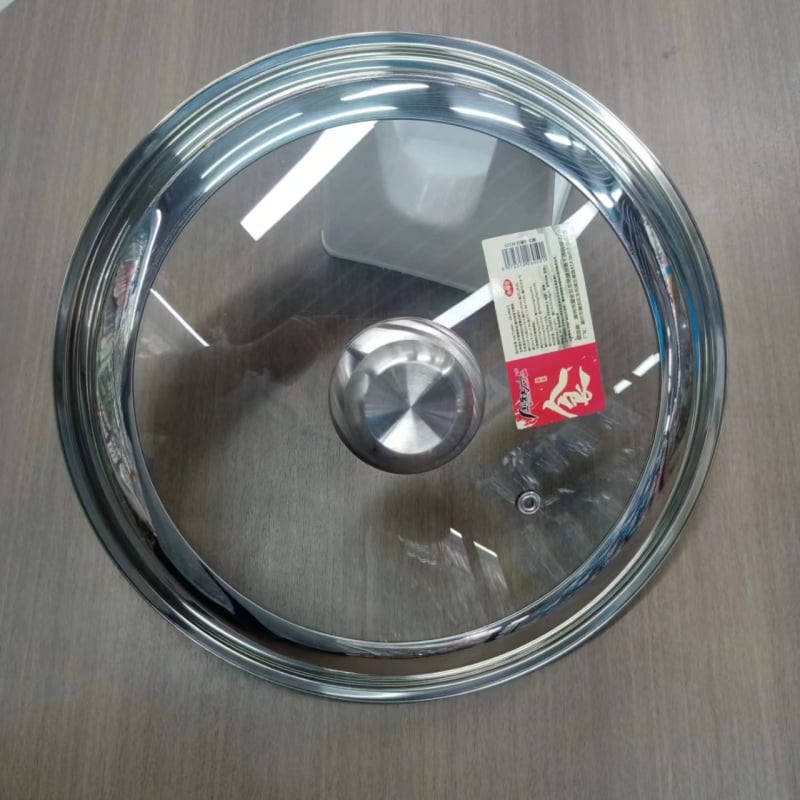 Capac de oală din oțel inoxidabil cu sticlă temperată transparentă, rotund