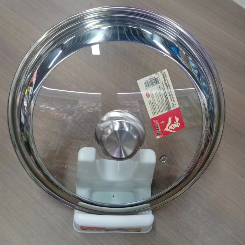 Capac de oală din oțel inoxidabil cu sticlă temperată transparentă, rotund