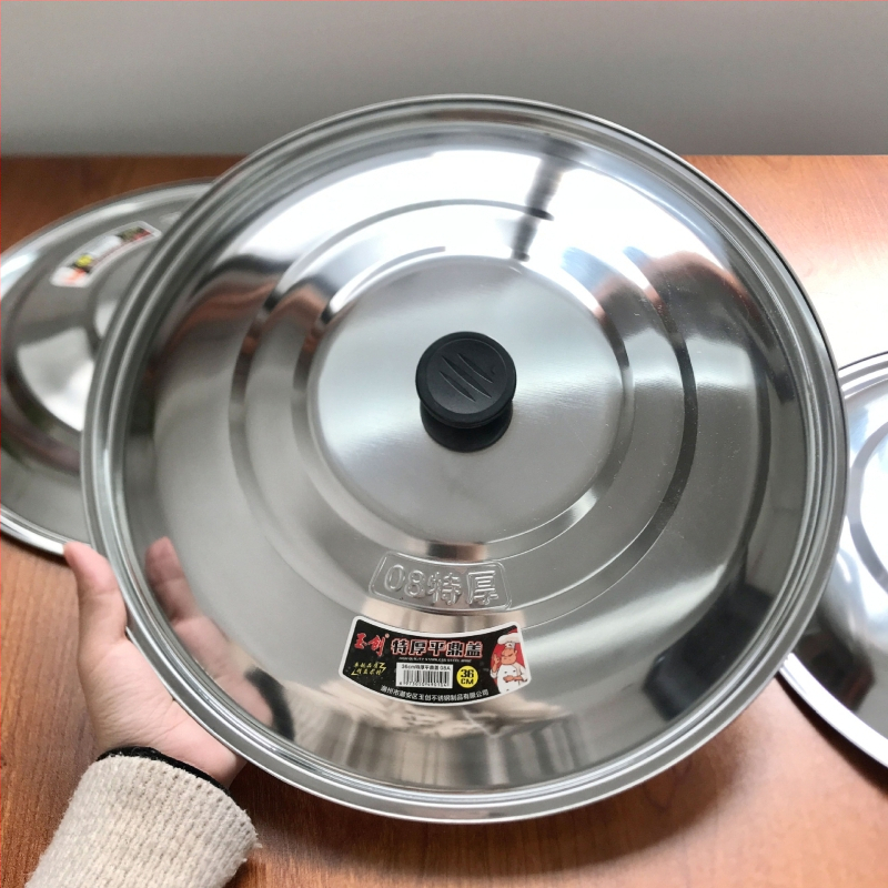 Capac de oală din oțel inoxidabil, universal rotund, îngroșat, multifuncțional, pentru gătit acasă, dimensiuni 30–40 cm
