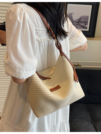 Ženska tote torba od pletene slame, velika kapaciteta, za rame ili crossbody