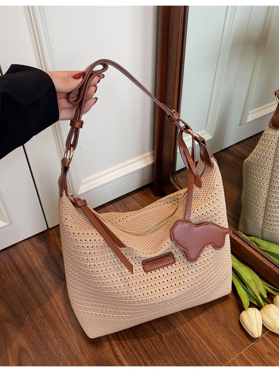 Ženska tote torba od pletene slame, velika kapaciteta, za rame ili crossbody