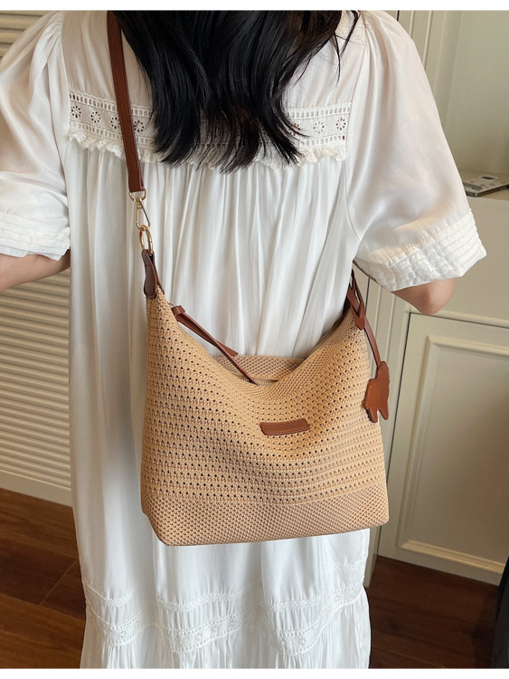 Ženska tote torba od pletene slame, velika kapaciteta, za rame ili crossbody