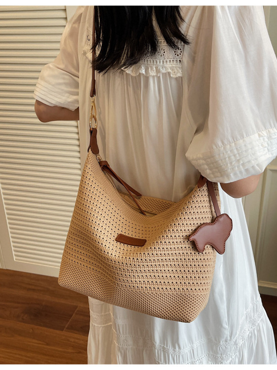 Ženska tote torba od pletene slame, velika kapaciteta, za rame ili crossbody