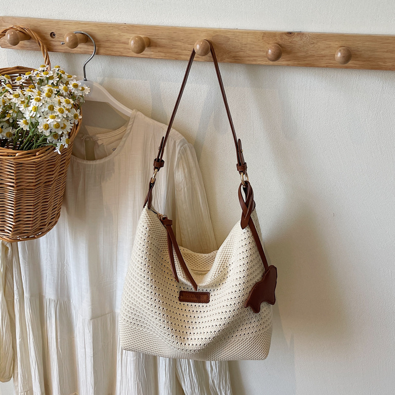 Ženska tote torba od pletene slame, velika kapaciteta, za rame ili crossbody