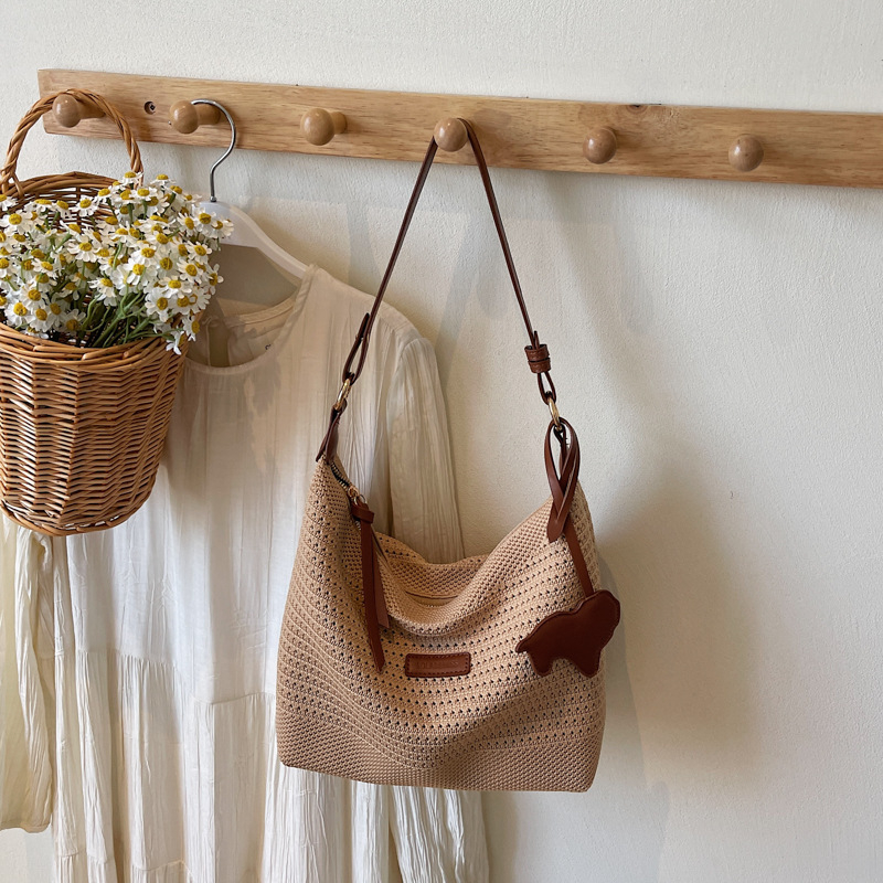 Ženska tote torba od pletene slame, velika kapaciteta, za rame ili crossbody