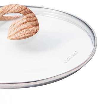 Capac de oală cu piatră Maifan și sticlă temperată, capac universal plat pentru tigăi antiaderente, din oțel inox cu mâner rotund