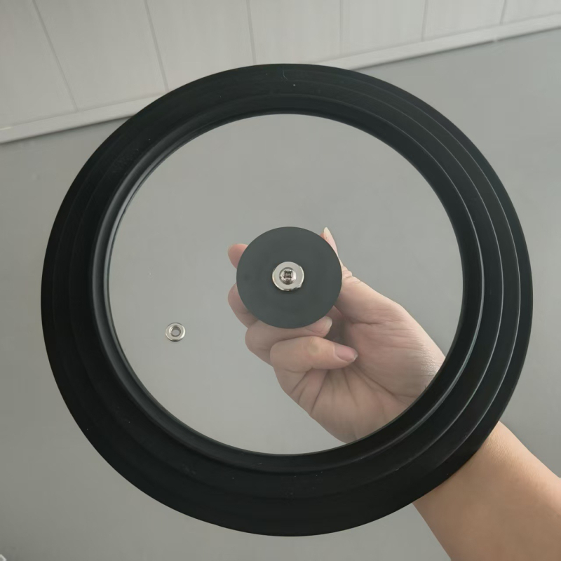 Capac de oală din silicon și sticlă, transparent, rotund, pentru tigaie și vas de aburi