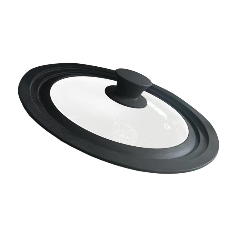 Capac de oală din silicon și sticlă, transparent, rotund, pentru tigaie și vas de aburi
