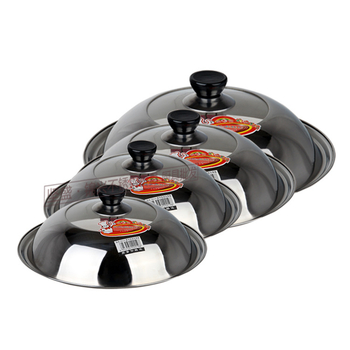 Set de capace din oțel inoxidabil cu sticlă transparentă pentru tigăni și wokuri, dimensiuni 30–42 cm