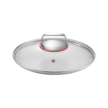 Capac universal pentru tigăi și wok, sticlă temperată, oțel inoxidabil, capac plat, antiaderent