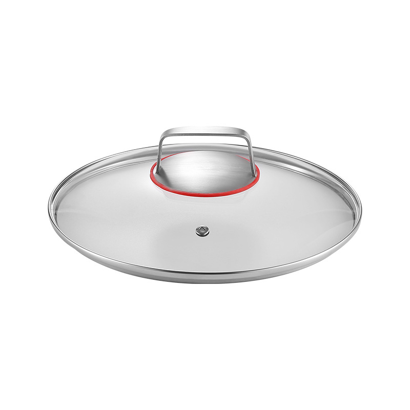 Capac universal pentru tigăi și wok, sticlă temperată, oțel inoxidabil, capac plat, antiaderent