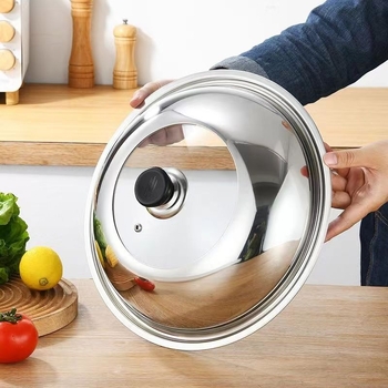 Capac de oală din oțel inoxidabil, multifuncțional, set de capace pentru diferite dimensiuni, capac universal pentru wok și tigaie, capac cu vizor