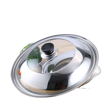 Capac de oală din oțel inoxidabil, multifuncțional, set de capace pentru diferite dimensiuni, capac universal pentru wok și tigaie, capac cu vizor