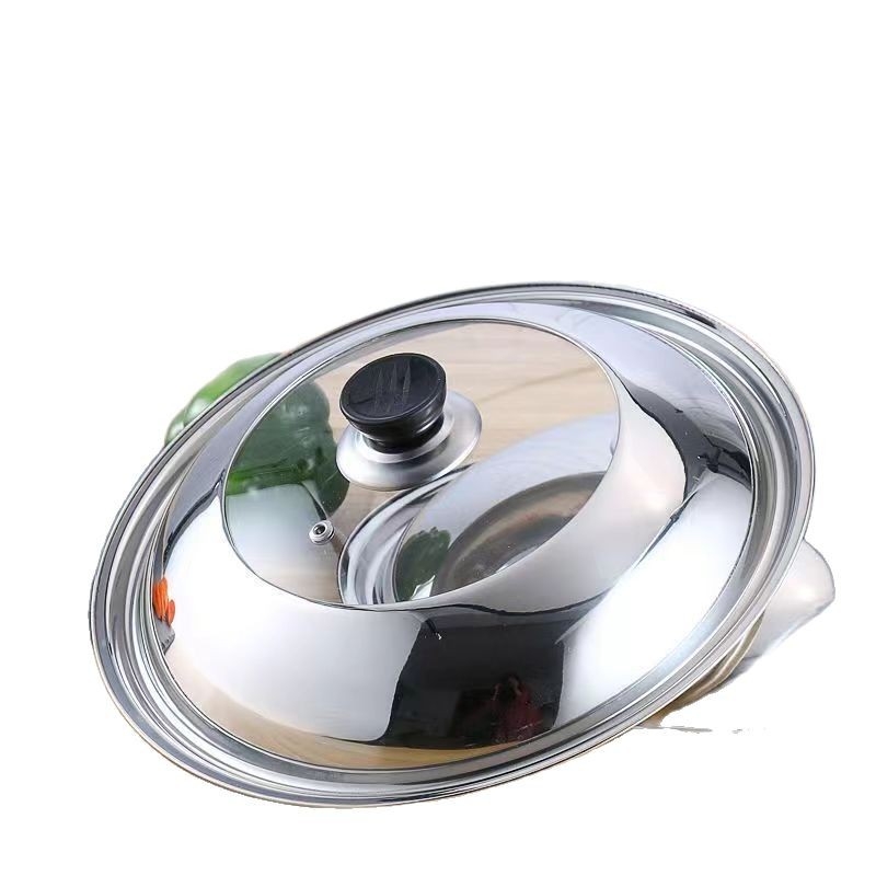 Capac de oală din oțel inoxidabil, multifuncțional, set de capace pentru diferite dimensiuni, capac universal pentru wok și tigaie, capac cu vizor