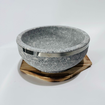 Vas din piatră pentru bibimbap cu placă din rocă vulcanică rezistentă la fisuri