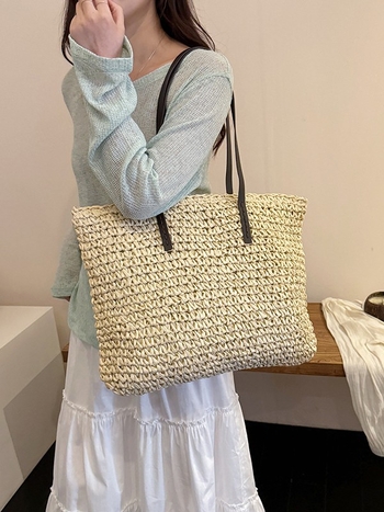 Boho pletena tote torba, velika kapaciteta, za rame ili crossbody