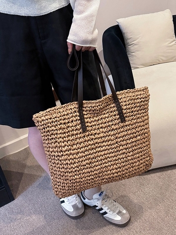 Boho pletena tote torba, velika kapaciteta, za rame ili crossbody