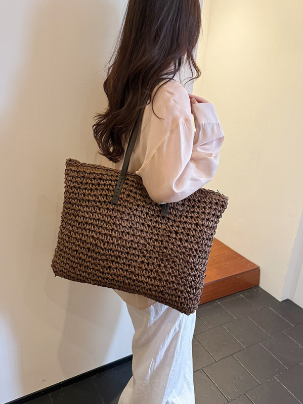 Boho pletena tote torba, velika kapaciteta, za rame ili crossbody