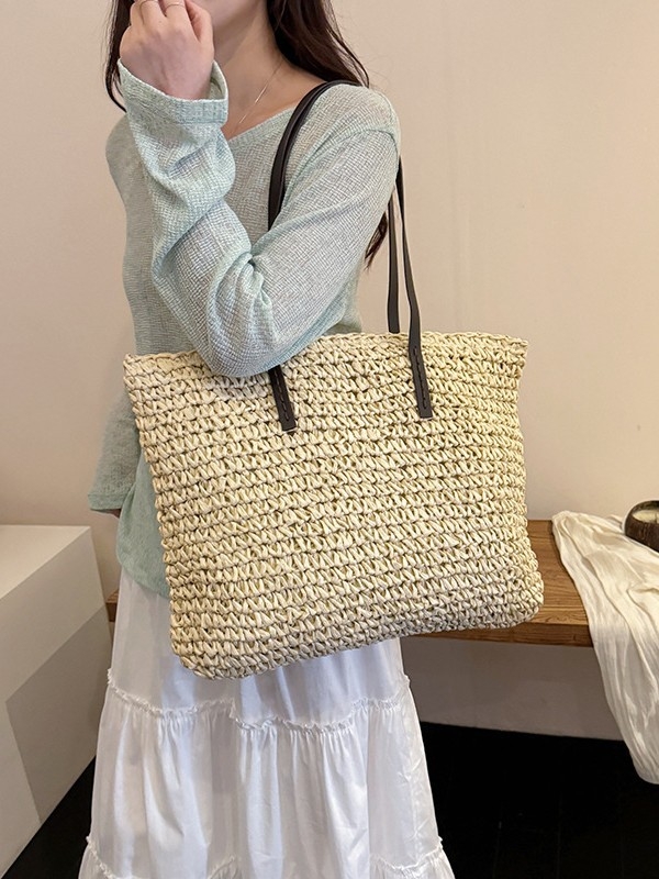 Boho pletena tote torba, velika kapaciteta, za rame ili crossbody