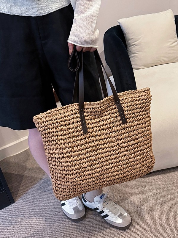 Boho pletena tote torba, velika kapaciteta, za rame ili crossbody