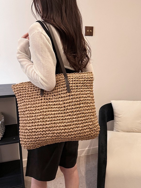 Boho pletena tote torba, velika kapaciteta, za rame ili crossbody