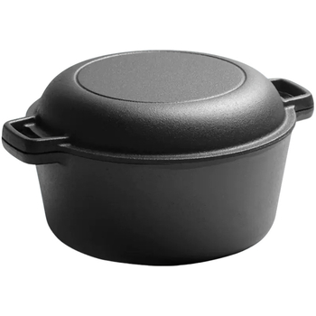 Oală din fontă pentru uz casnic, 26 cm, cu două mânere, multifuncțională pentru prăjit, fierbere și supe, fără acoperire