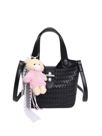 Ženska crossbody torba s pletenim uzorkom, 2026 novi model, inspirirano korejskim stilom, sladak privjesak medvjedić