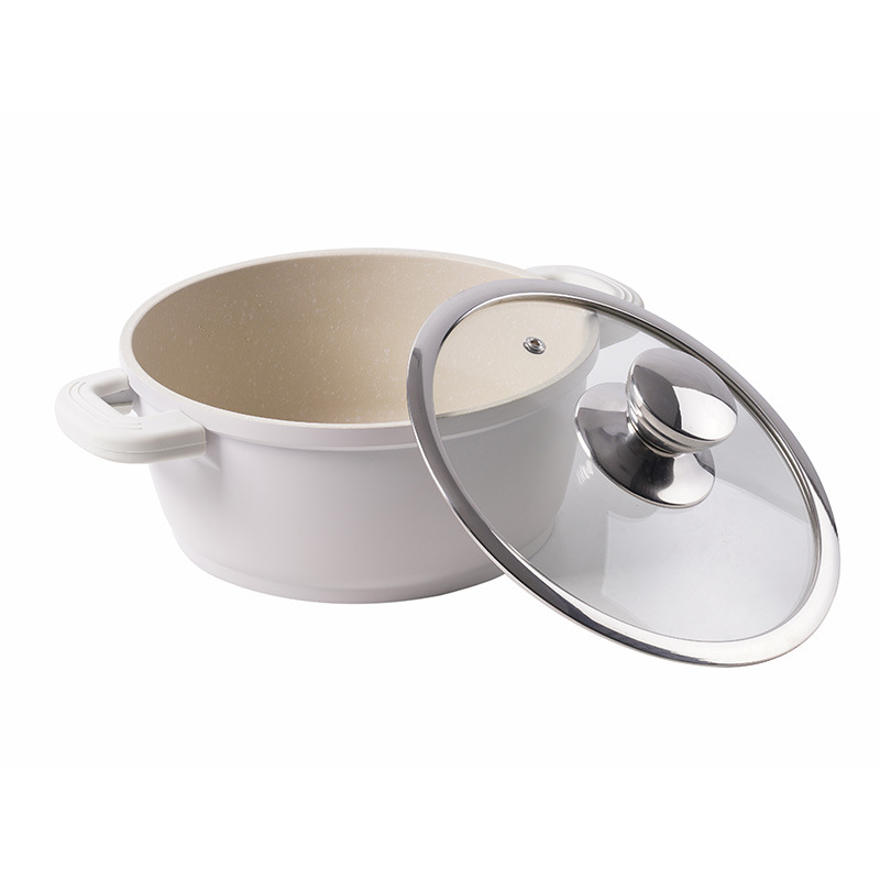 Beike Baodian oală de supă din aluminiu turnat, 24 cm, antiaderentă, cu mâneri duble, mâner îngroșat anti-arzire, vas de gătit multifuncțional