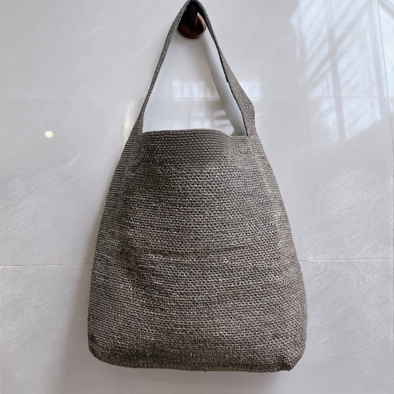 Ženska raffia pletena torba, francuskog stila, ramena tote za plažu i odmor, velika kapaciteta bucket bag