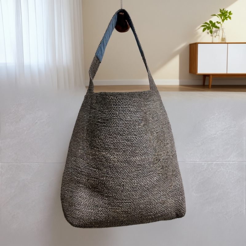 Ženska raffia pletena torba, francuskog stila, ramena tote za plažu i odmor, velika kapaciteta bucket bag