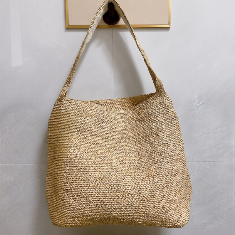 Ženska raffia pletena torba, francuskog stila, ramena tote za plažu i odmor, velika kapaciteta bucket bag