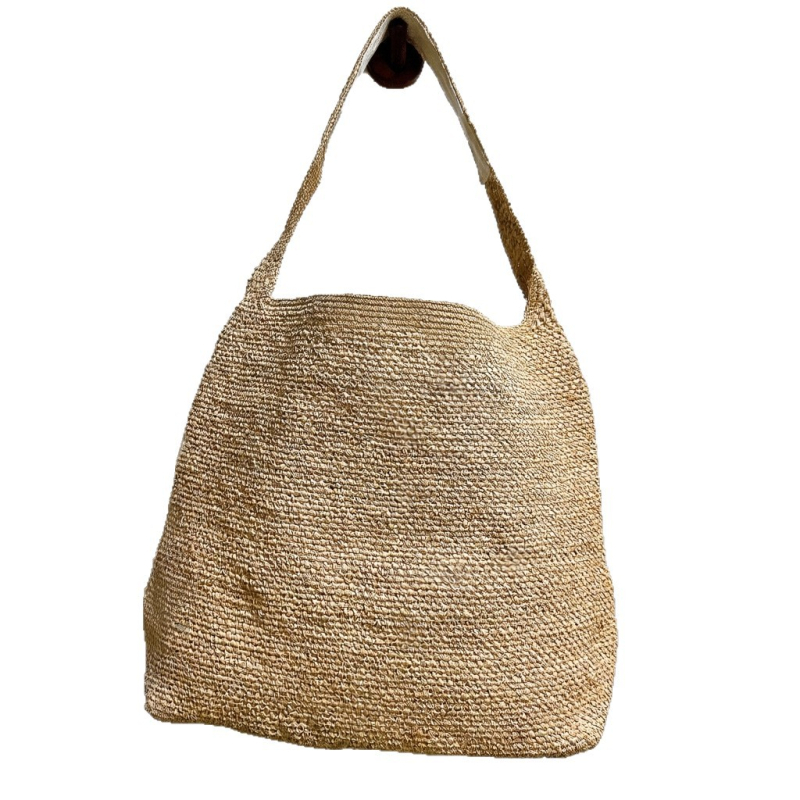 Ženska raffia pletena torba, francuskog stila, ramena tote za plažu i odmor, velika kapaciteta bucket bag