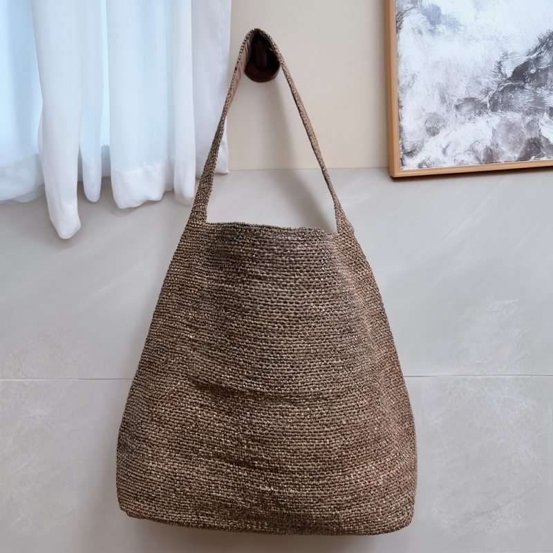 Ženska raffia pletena torba, francuskog stila, ramena tote za plažu i odmor, velika kapaciteta bucket bag