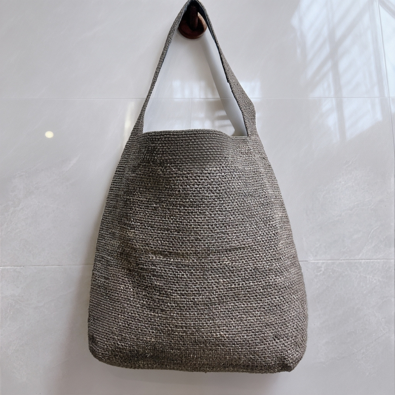 Ženska raffia pletena torba, francuskog stila, ramena tote za plažu i odmor, velika kapaciteta bucket bag