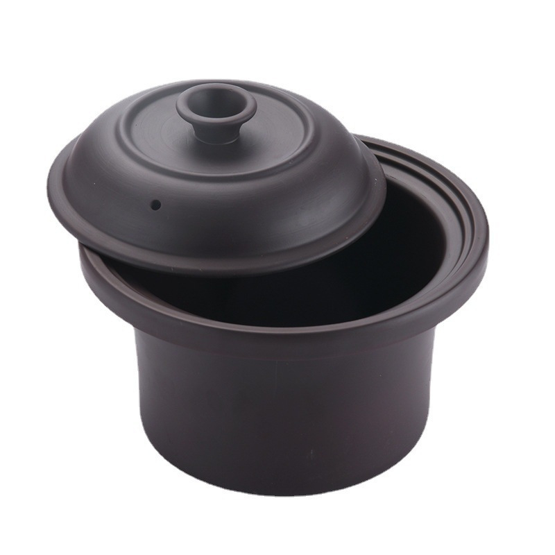 Set universal de oală electrică cu vas interior din lut purpuriu, vas ceramic pentru gătit cu capac interior alb din porțelan, 1,5–6,0 L