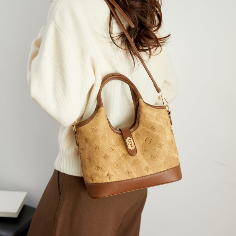 Luksuzna bucket torba, svestrana za nošenje preko ramena ili crossbody, retro dizajn za dnevne izlaske i putovanja