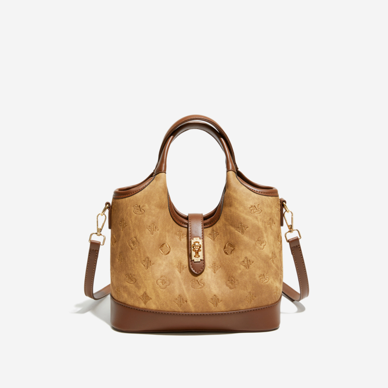 Luksuzna bucket torba, svestrana za nošenje preko ramena ili crossbody, retro dizajn za dnevne izlaske i putovanja