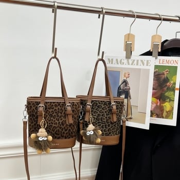 Bucket torba s leopard printom za žene, zima 2025 moda, crossbody