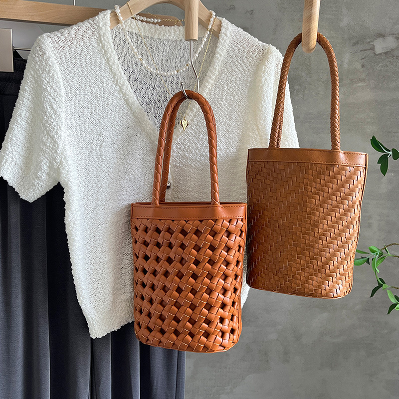 Ručna PU torba, ljetni bucket tote stil, mala torba za rame, u francuskom stilu
