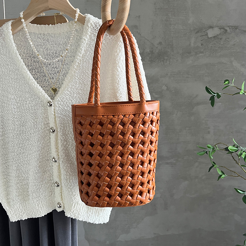 Ručna PU torba, ljetni bucket tote stil, mala torba za rame, u francuskom stilu