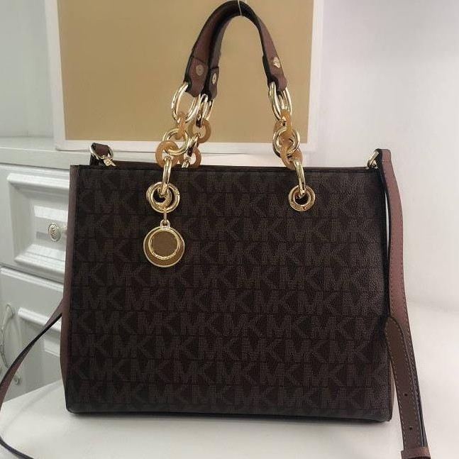 Ženska crossbody torbica od prave kože, s lancem, tortoiseshell uzorak