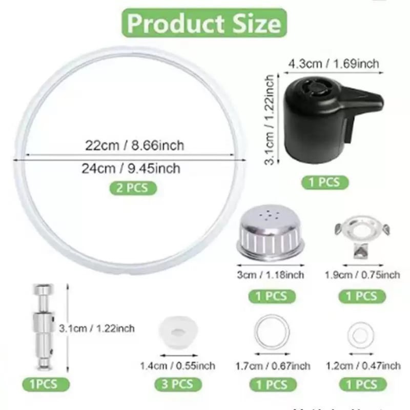 Set de 8 piese accesorii pentru oală electrică sub presiune: inel de etanșare, supapă de evacuare, dop cu plasă, supapă plutitoare