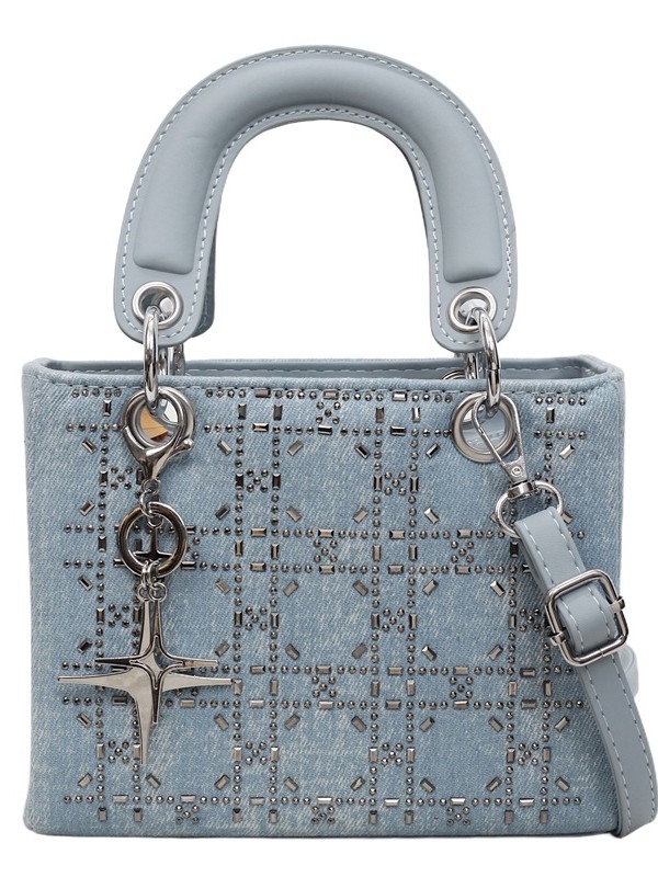 Shi yinman denim torba s kristalima, mala veličina, crossbody torba, proljeće 2025, gradski minimalistički stil